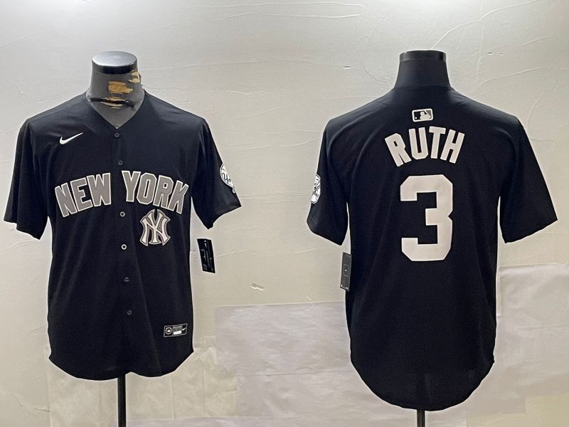Men New York Yankees #3 Ruth Black Game 2024 Nike MLB Jersey style 12022->new york yankees->MLB Jersey